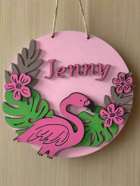 Tropical Flamingo Personalized Name Sign