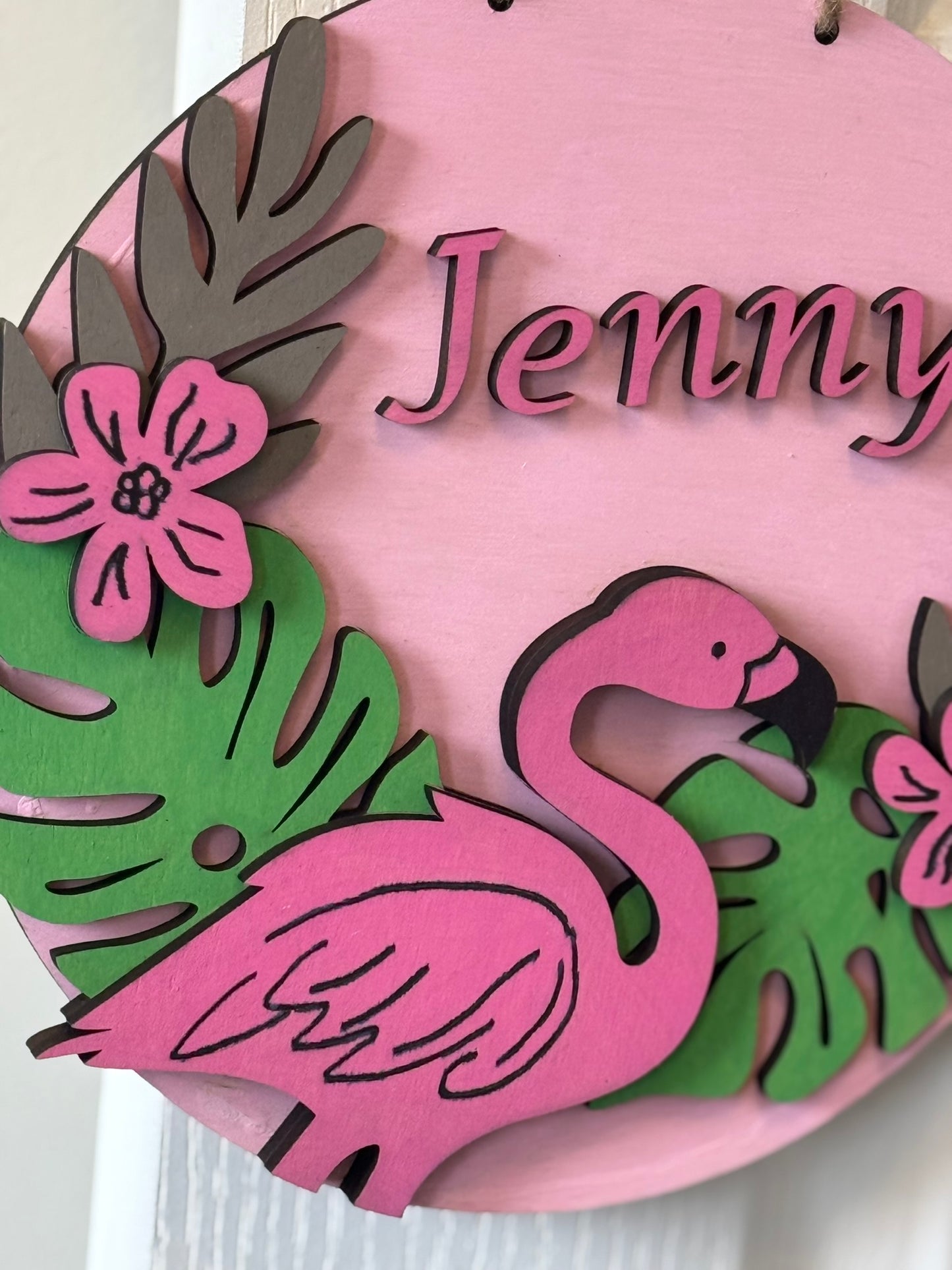 Tropical Flamingo Personalized Name Sign