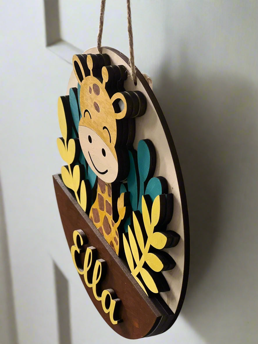 Personalized Giraffe Name Door Hanger