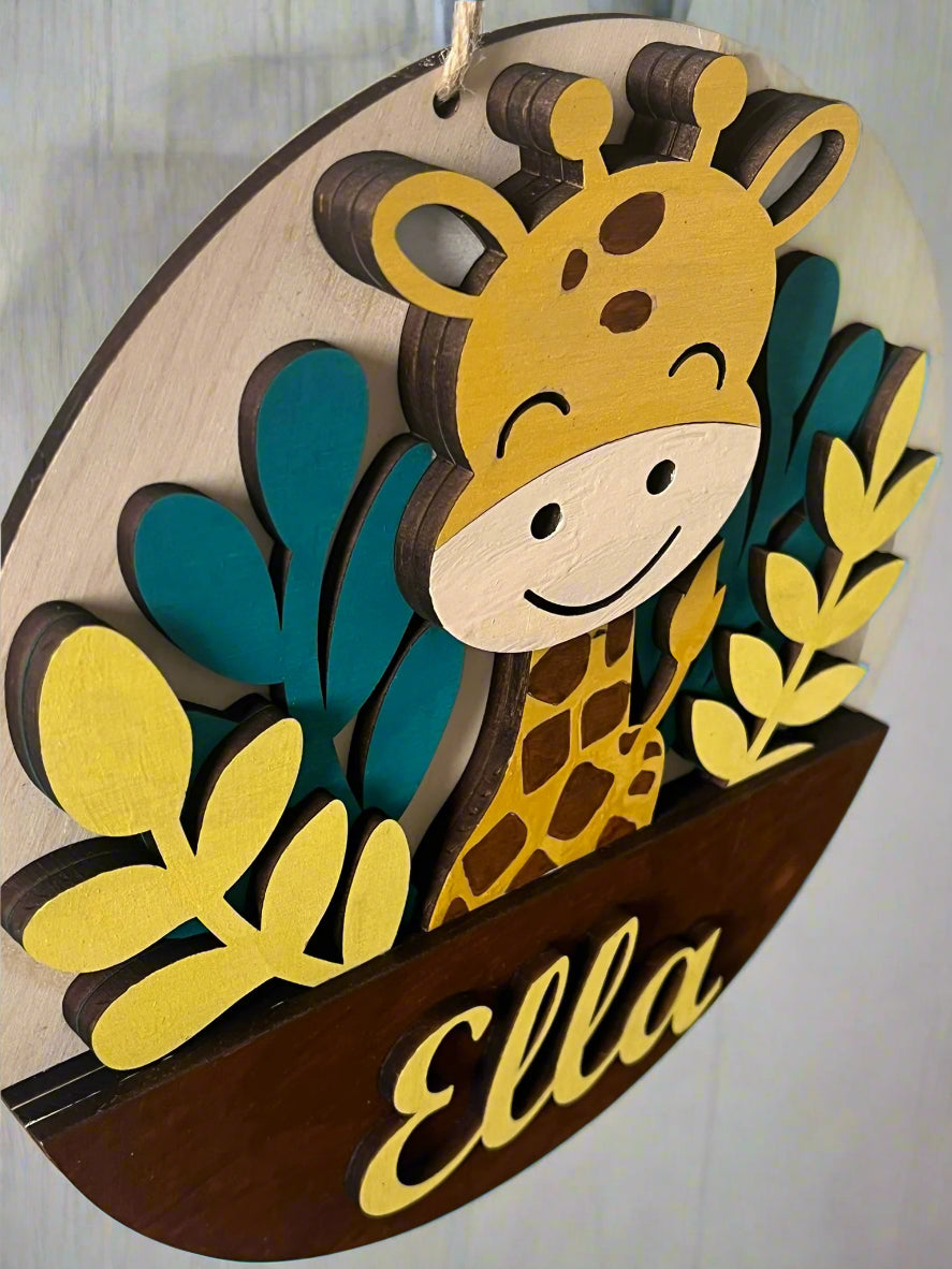 Personalized Giraffe Name Door Hanger