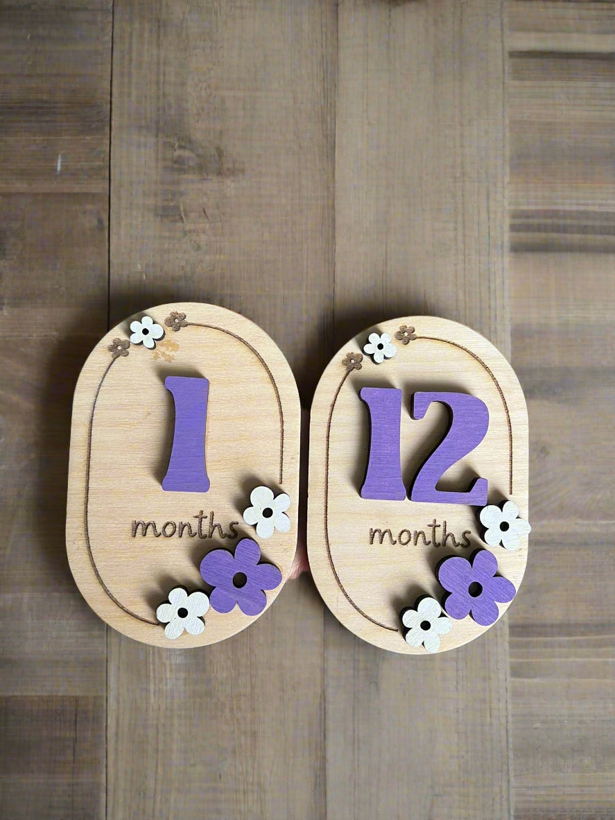 Baby monthly milestone cards with custom name