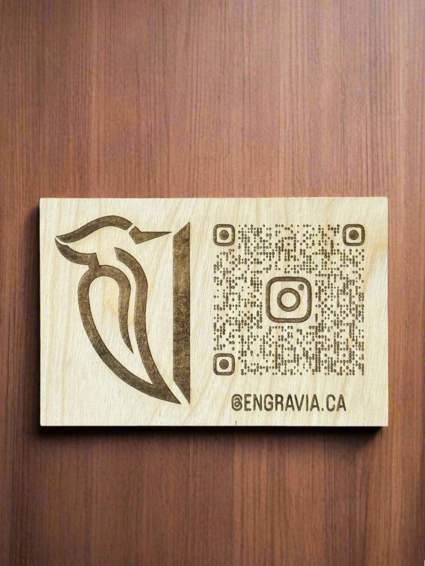 Custom Engraved Wooden QR Code Sign – Instagram Branding for Stores & Events