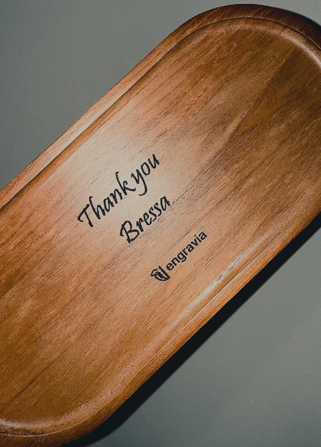 Engraved wooden serving tray
