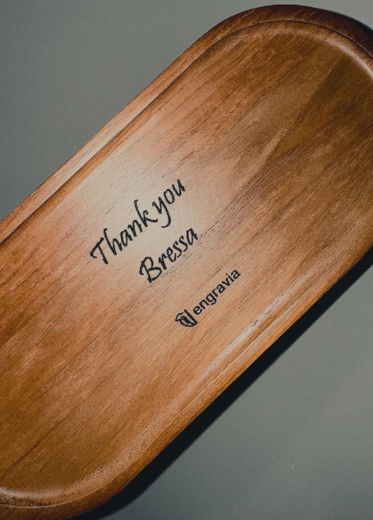 Engraved wooden serving tray