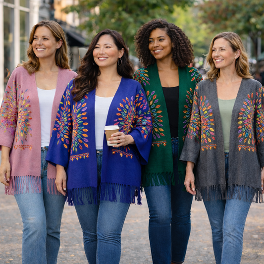 Petal Burst: One-Size, All-Season Embroidered Shrug