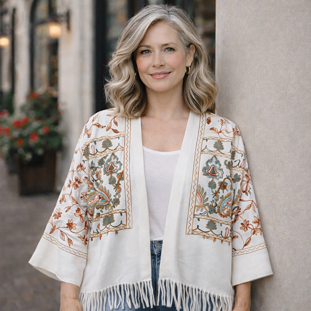 Nova: One-Size, All-Season Embroidered Shrug