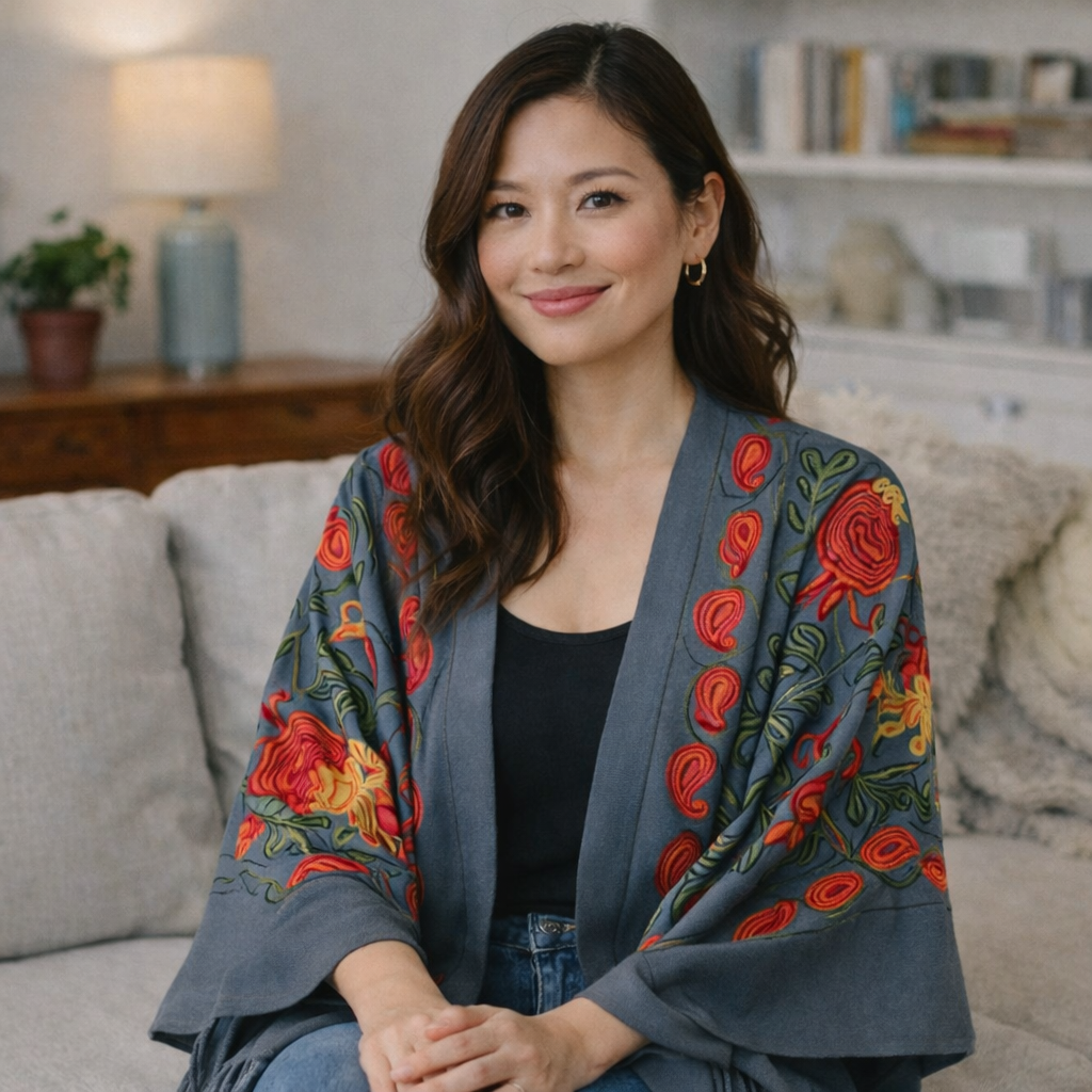 Pomora: One Size, All-Season Embroidered Shrug