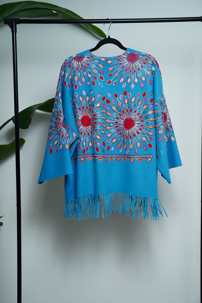Petal Burst: One-Size, All-Season Embroidered Cardigans