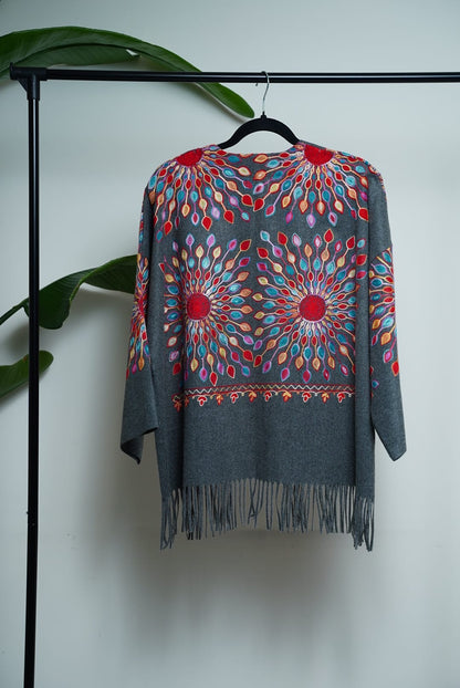 Petal Burst: One-Size, All-Season Embroidered Cardigans