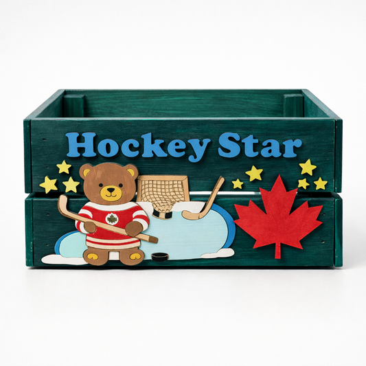 Hockey Star Wooden Crate
