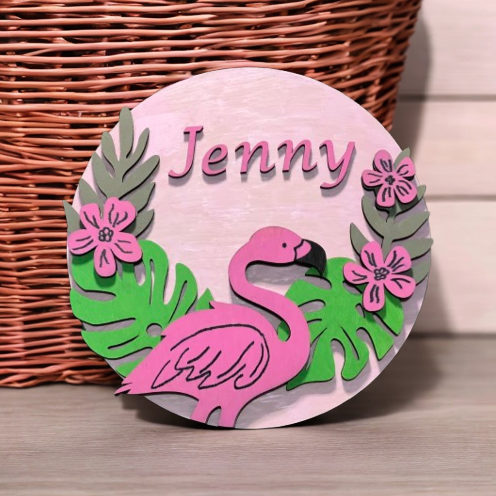 Tropical Flamingo Personalized Name Sign