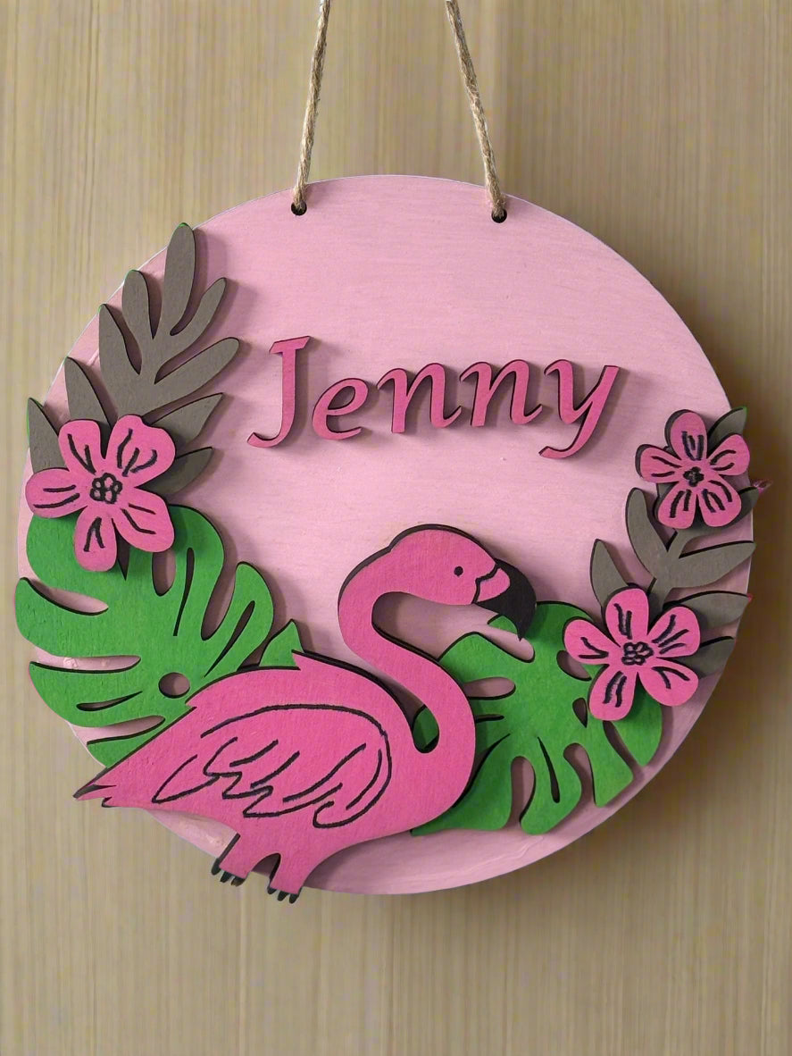 Tropical Flamingo Personalized Name Sign