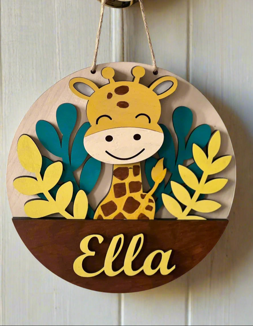 Personalized Giraffe Name Door Hanger