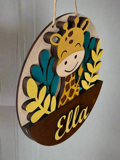 Personalized Giraffe Name Door Hanger