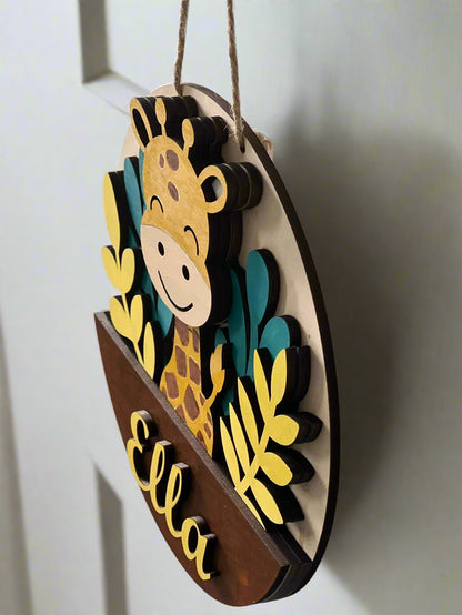 Personalized Giraffe Name Door Hanger