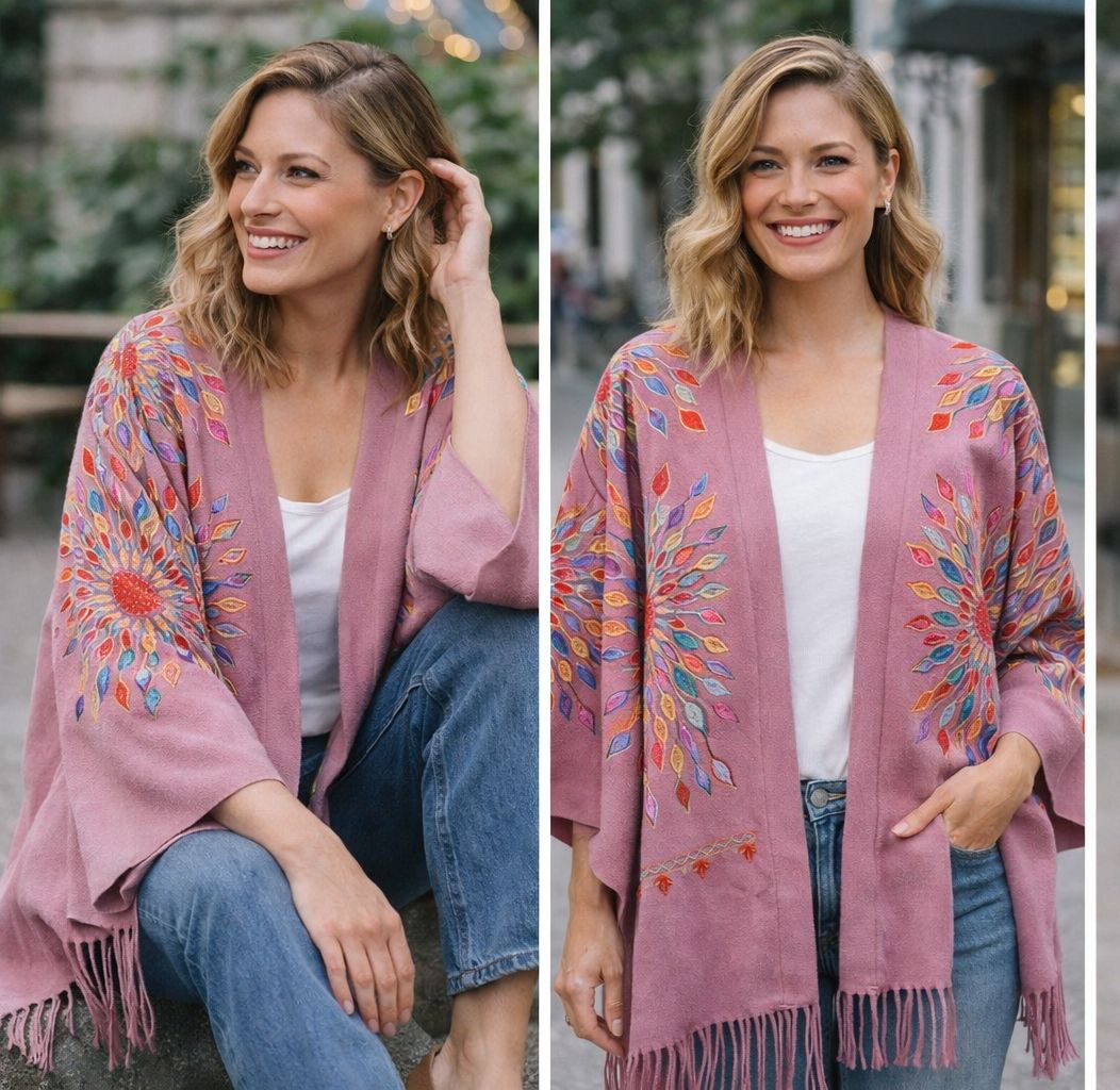 Petal Burst: One-Size, All-Season Embroidered Shrug