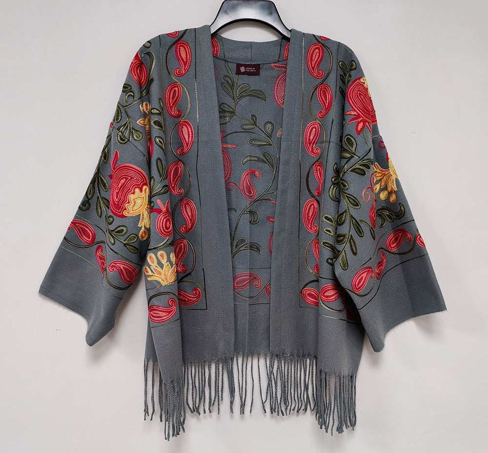 Pomora: One Size, All-Season Embroidered Shrug