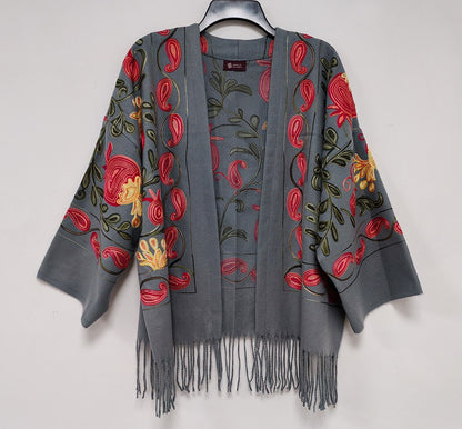 Pomora: One Size, All-Season Embroidered Shrug