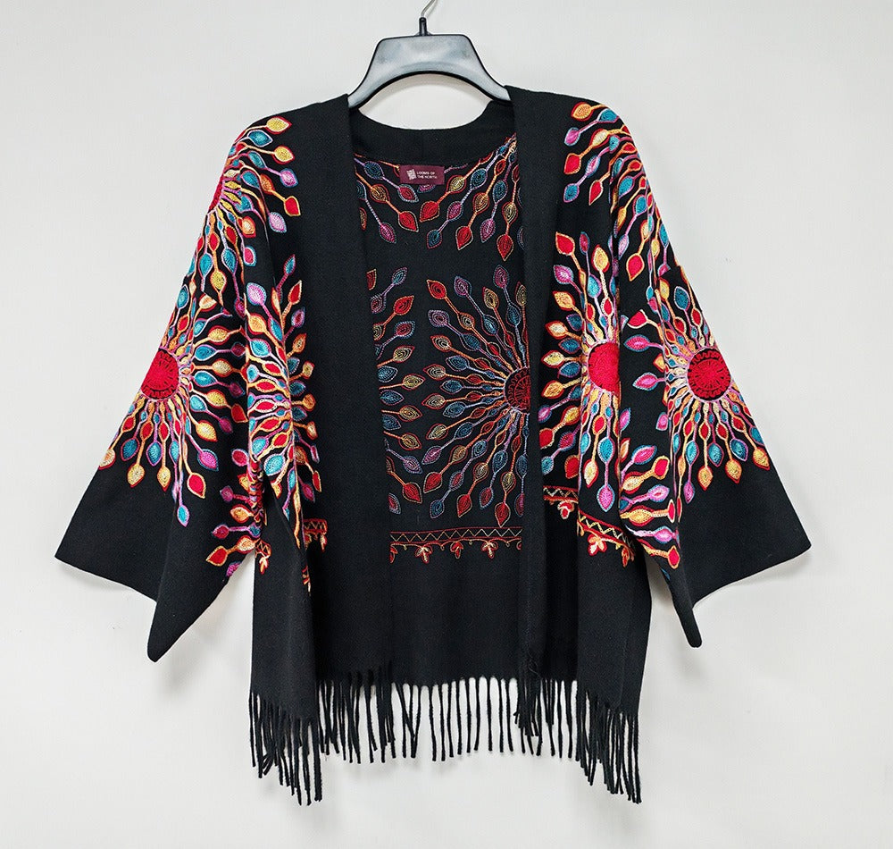 Petal Burst: One-Size, All-Season Embroidered Shrug