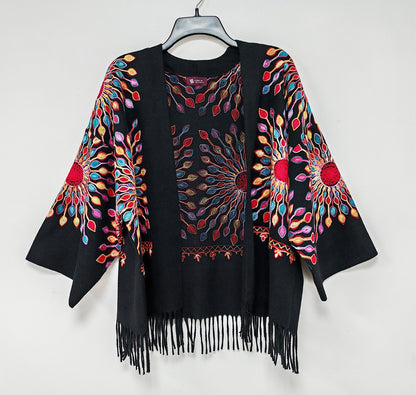 Petal Burst: One-Size, All-Season Embroidered Shrug