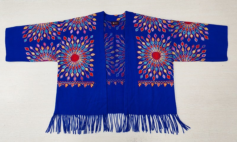 Petal Burst: One-Size, All-Season Embroidered Shrug