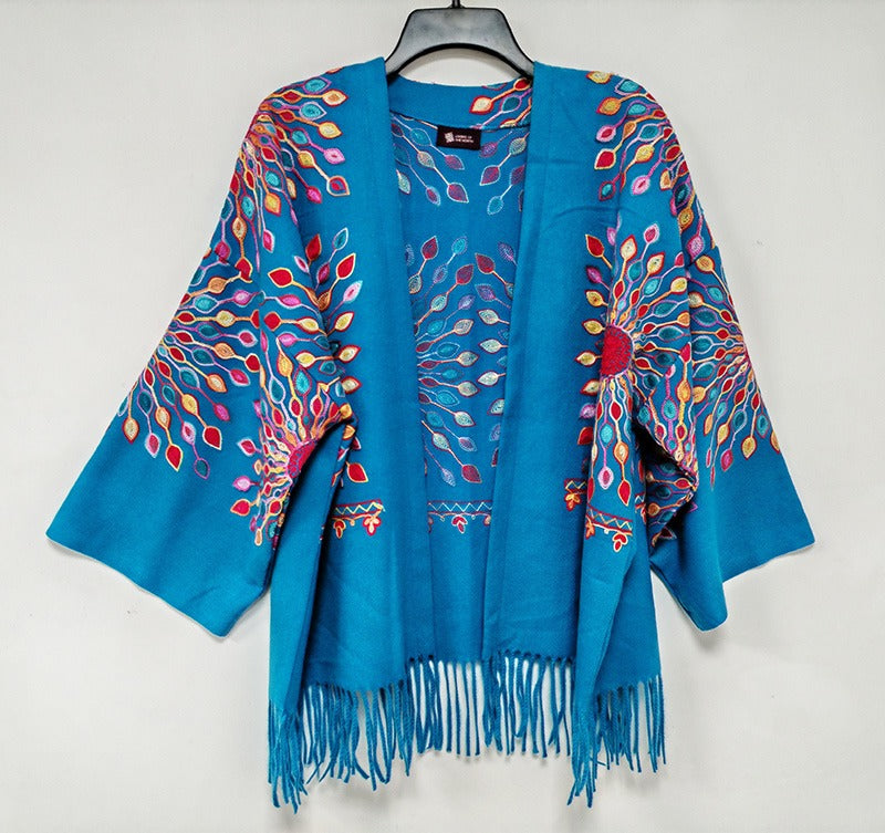 Petal Burst: One-Size, All-Season Embroidered Shrug