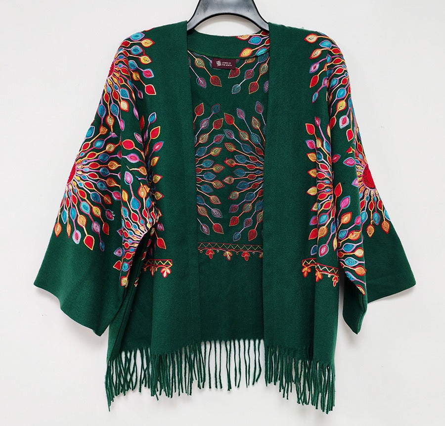 Petal Burst: One-Size, All-Season Embroidered Shrug