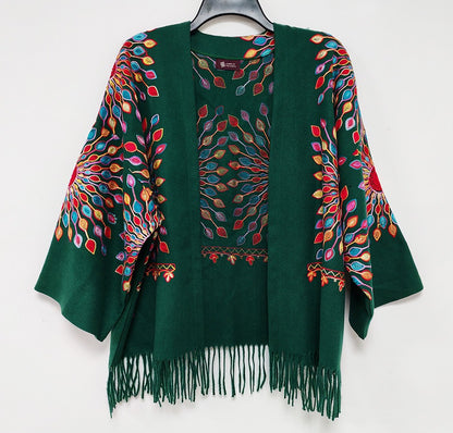 Petal Burst: One-Size, All-Season Embroidered Shrug