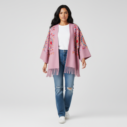 Petal Burst: One-Size, All-Season Embroidered Cardigans
