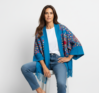 Petal Burst: One-Size, All-Season Embroidered Cardigans