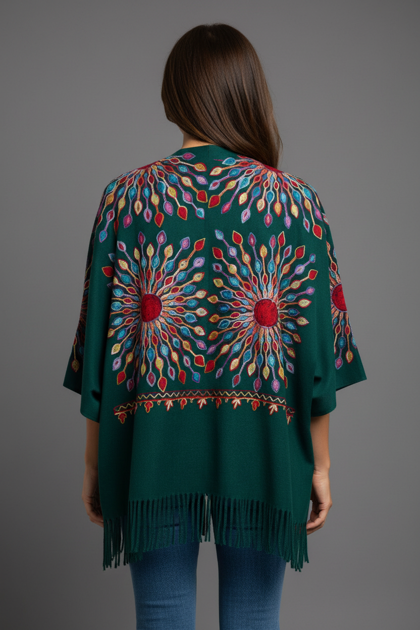 Petal Burst: One-Size, All-Season Embroidered Cardigans