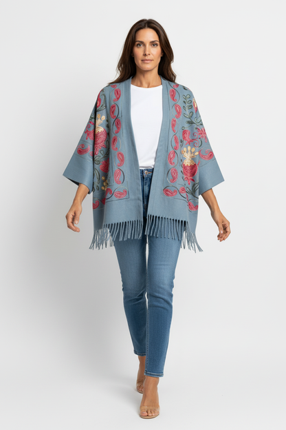 Pomora: One Size, All-Season Embroidered Cardigans