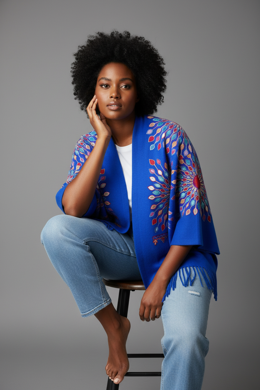 Petal Burst: One-Size, All-Season Embroidered Cardigans