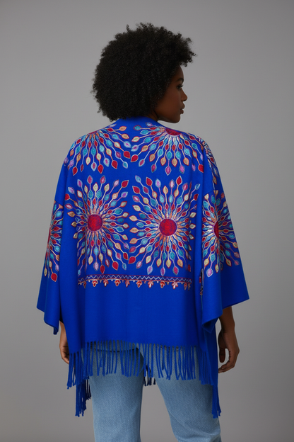 Petal Burst: One-Size, All-Season Embroidered Cardigans