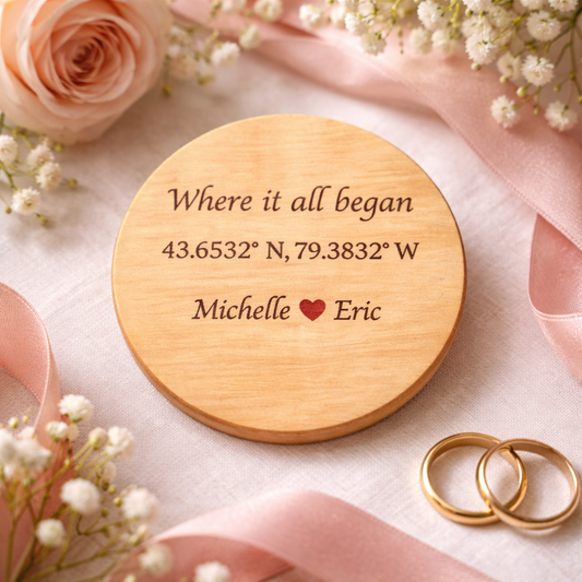 Personalized Round Wooden Save the Date Plaque
