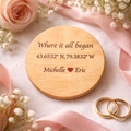 Personalized Round Wooden Save the Date Plaque
